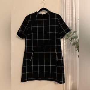 APRICOT Black and White Grid Mini Dress